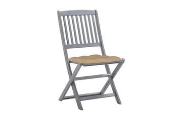 foldbare havestole 8 stk. med hynder massivt akacietræ - Grå - Havemøbler - Balkon - Balkonmøbler - Altanstole