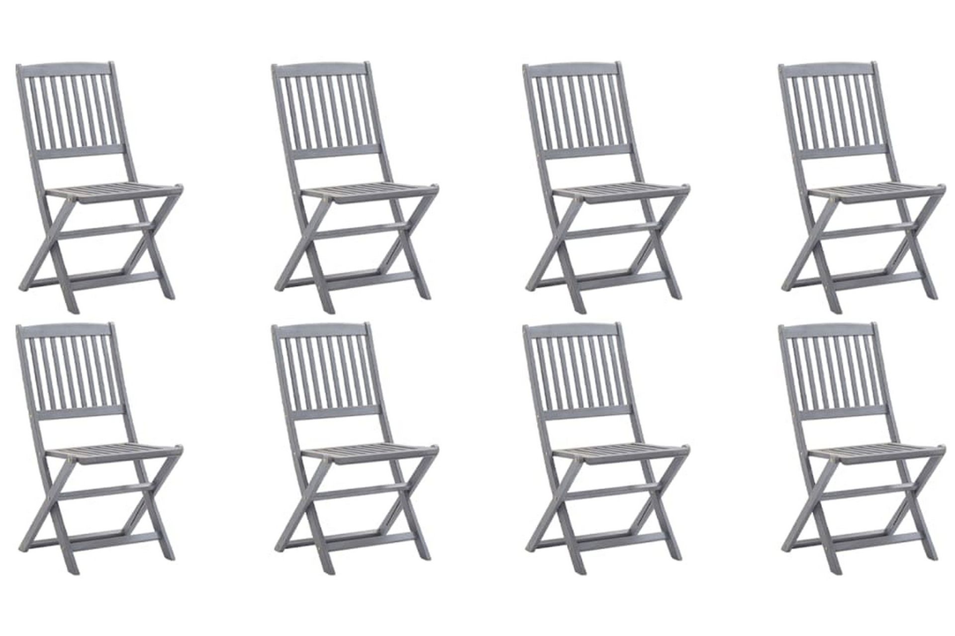 foldbare havestole 8 stk. med hynder massivt akacietræ - Grå - Havemøbler - Balkon - Balkonmøbler - Altanstole