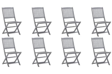 foldbare havestole 8 stk. med hynder massivt akacietræ - Grå - Havemøbler - Balkon - Balkonmøbler - Altanstole
