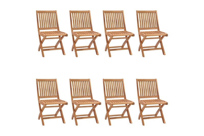 foldbare havestole 8 stk. med hynder massivt teaktræ - Brun - Havemøbler - Balkon - Balkonmøbler - Altanstole