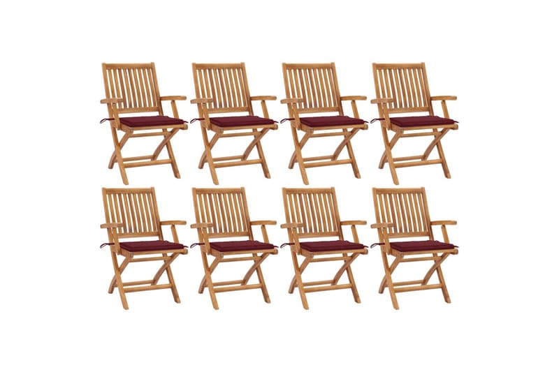 foldbare havestole 8 stk. med hynder massivt teaktræ - Brun - Havemøbler - Balkon - Balkonmøbler - Altanstole