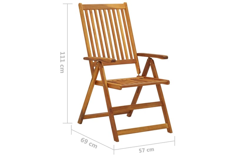 foldbare havestole med hynder 8 stk. massivt akacietræ - Brun - Havemøbler - Balkon - Balkonmøbler - Altanstole