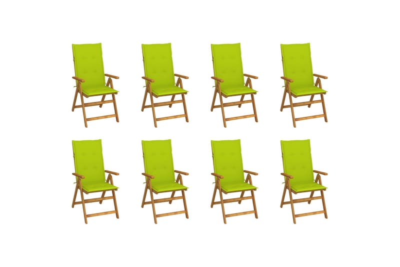 foldbare havestole med hynder 8 stk. massivt akacietræ - Brun - Havemøbler - Balkon - Balkonmøbler - Altanstole