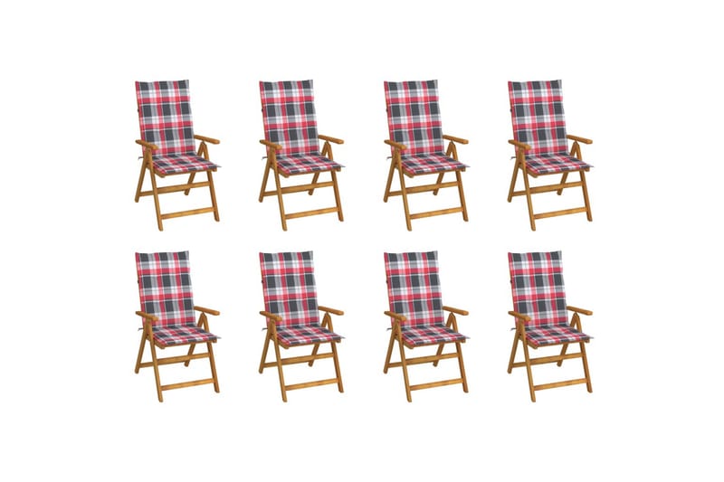 foldbare havestole med hynder 8 stk. massivt akacietræ - Brun - Havemøbler - Balkon - Balkonmøbler - Altanstole