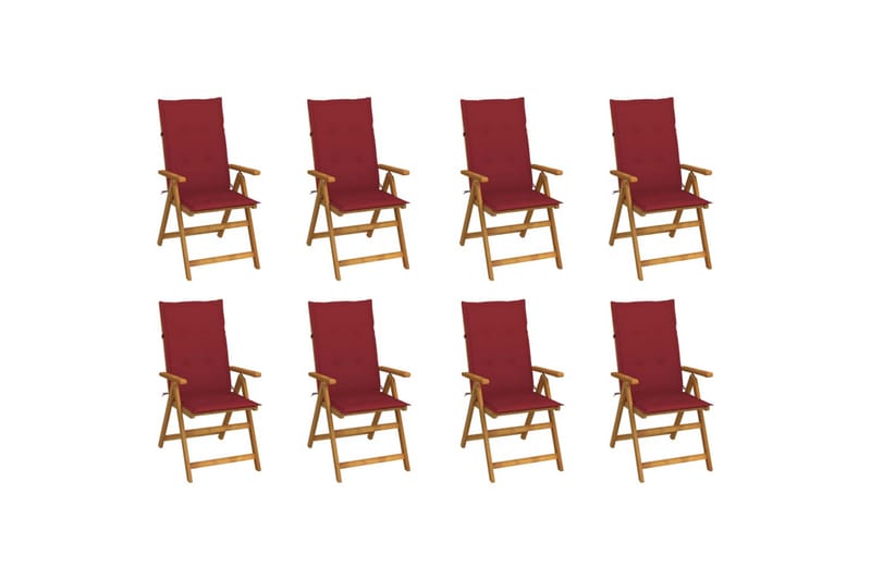 foldbare havestole med hynder 8 stk. massivt akacietræ - Brun - Spisebordsstole udendørs - Altanstole