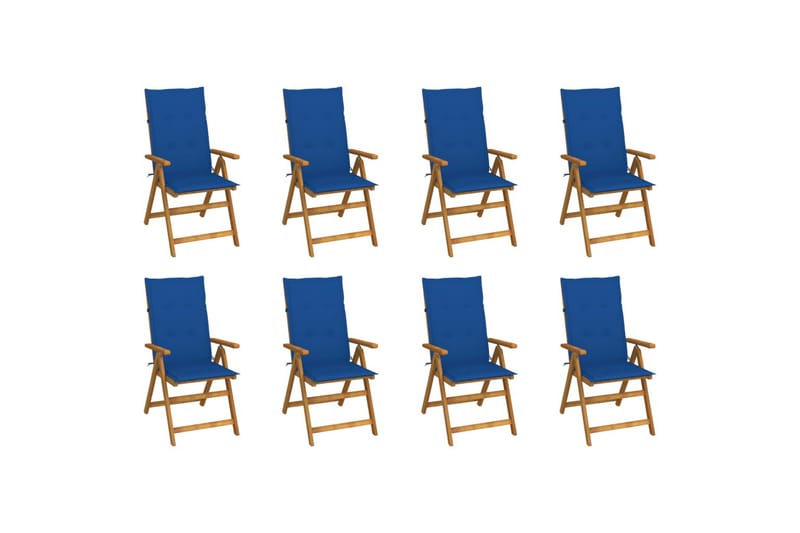 foldbare havestole med hynder 8 stk. massivt akacietræ - Brun - Havemøbler - Balkon - Balkonmøbler - Altanstole