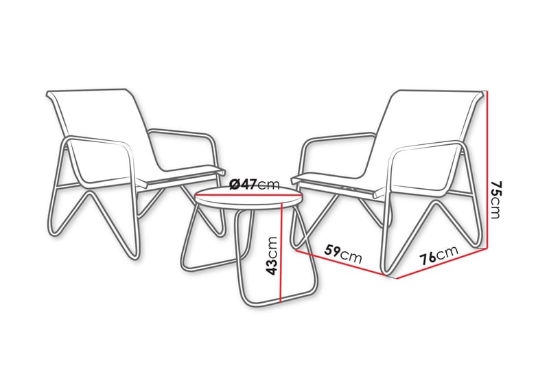 Glenhollow Cafésæt Udendørs - Grå - Havemøbler - Balkon - Balkonmøbler - Altansæt