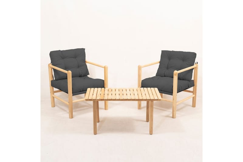 Havebord og stol sæt (3 dele) Hue Antracit - Antracit - Havemøbler - Balkon - Balkonmøbler - Altansæt