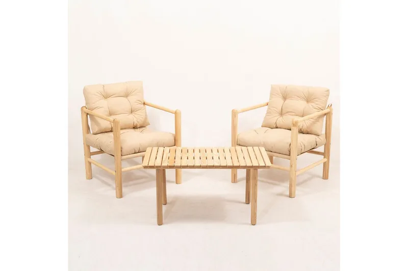 Havebord og stol sæt (3 dele) Hue Creme, Creme