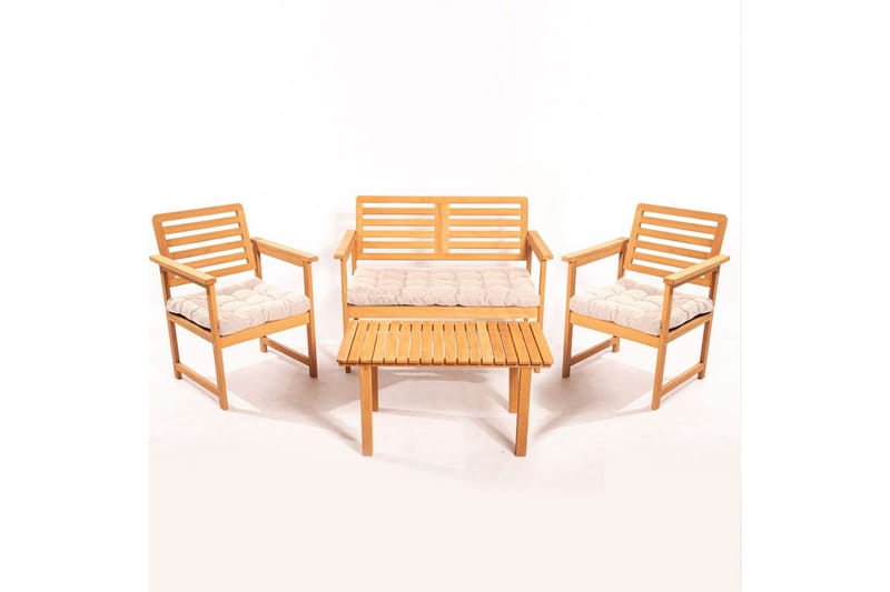 Havebord og stol sæt (4 dele) Ruvin Creme - Creme - Havemøbler - Balkon - Balkonmøbler - Altansæt