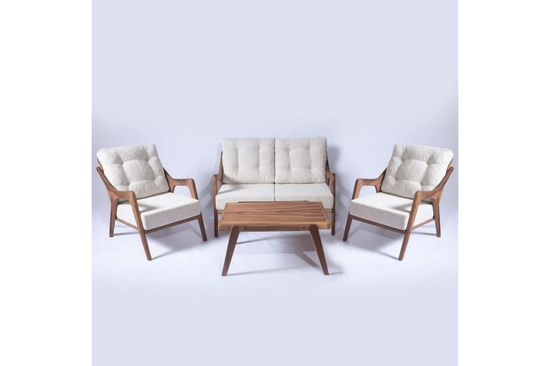 Havebord og stol sæt (4 dele) Virella01 Creme - Cremevhid - Havemøbler - Balkon - Balkonmøbler - Altansæt