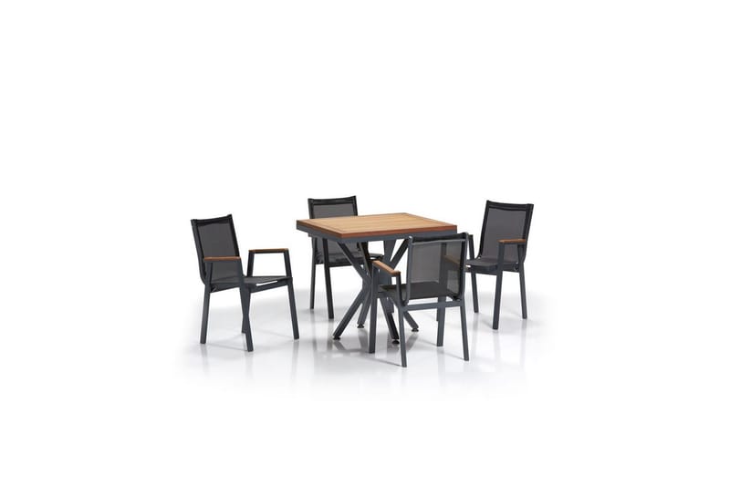 Havebord og stol sæt (5 dele) Australia Grå / Træ - Multifarvet - Havemøbler - Balkon - Balkonmøbler - Altansæt