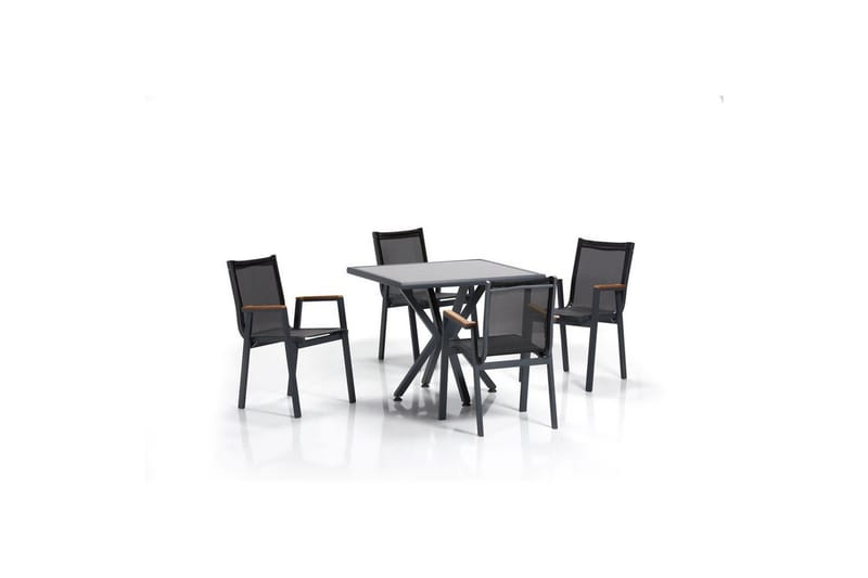 Havebord og stol sæt (5 dele) Iraland Grå / Sort, Sort/Grå