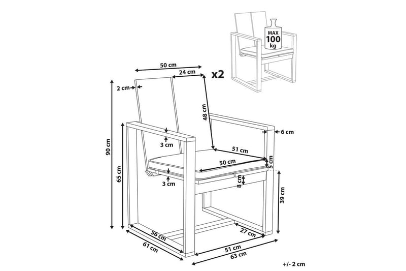 Havegyngestol Azzanello sæt af 2 - Havemøbler - Balkon - Balkonmøbler - Altanstole