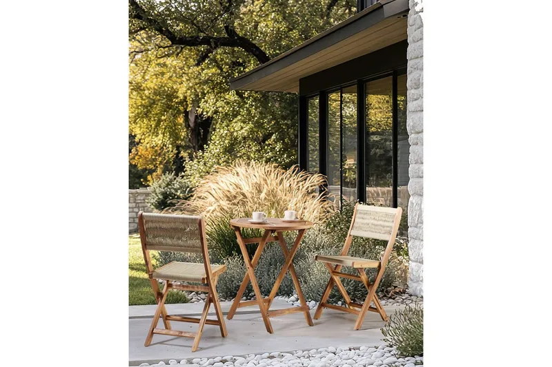 Havegyngestol Prossedi sæt med 2 Beige/lyst træ - Beige/lyst træ - Havemøbler - Balkon - Balkonmøbler - Altanstole