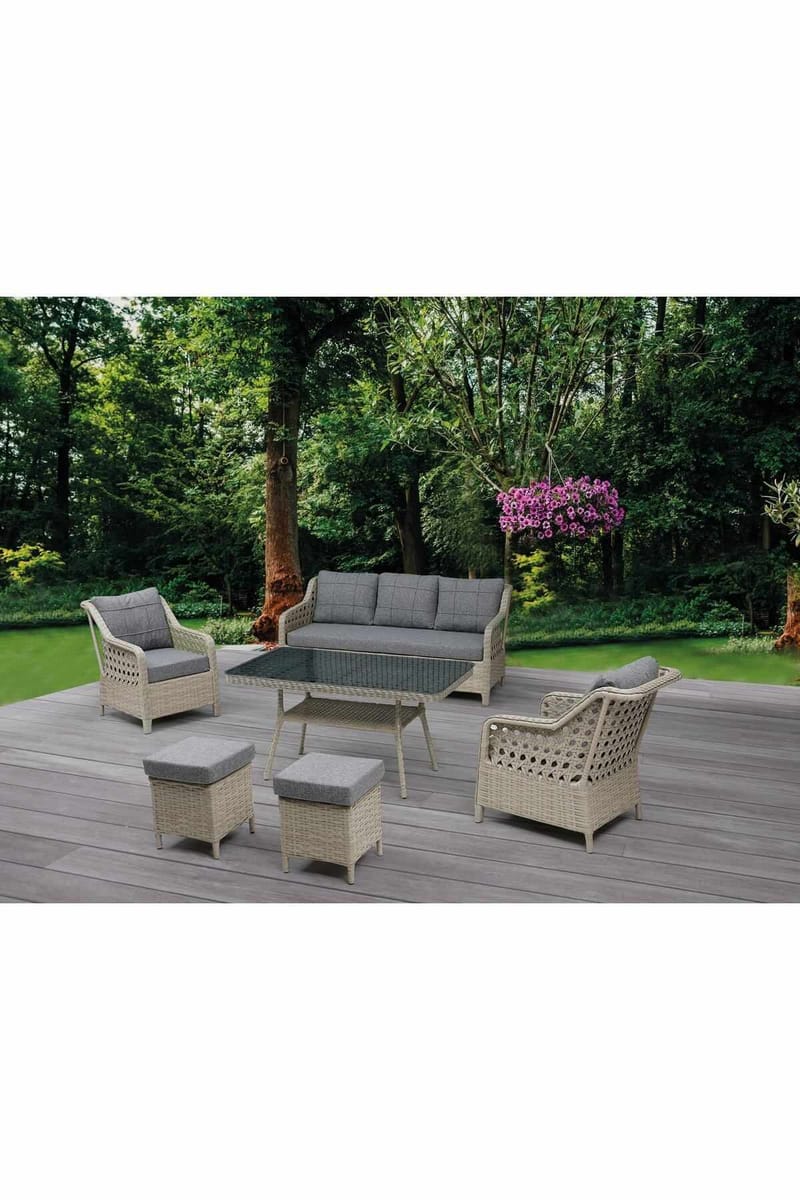 Haveloungesæt Atelier Del Sofa Rondi (175 x 78 x 60 cm) Mørkegrå honning - Mørkegrå, honning - Havemøbler - Balkon - Balkonmøbler - Altansæt