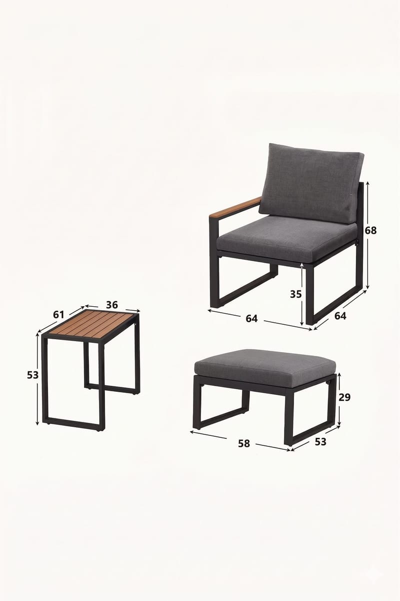 Haveloungesæt Hanah Home Multilounge (64 x 68 x 64 cm) Grå - Grå - Havemøbler - Balkon - Balkonmøbler - Altansæt