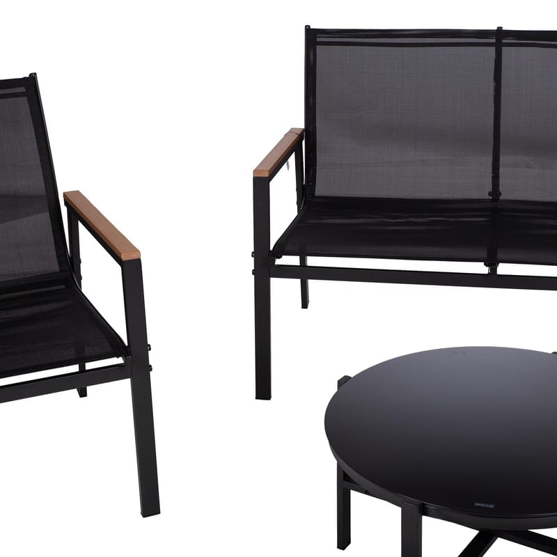 Havemøbelsæt HOME4YOU Canaan bord, bænk og 2 stole, sort - Sort - Havemøbler - Balkon - Balkonmøbler - Altansæt