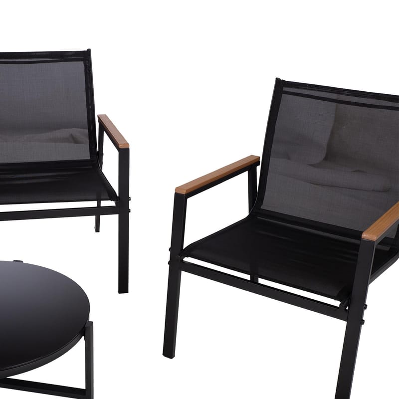 Havemøbelsæt HOME4YOU Canaan bord, bænk og 2 stole, sort - Sort - Havemøbler - Balkon - Balkonmøbler - Altansæt