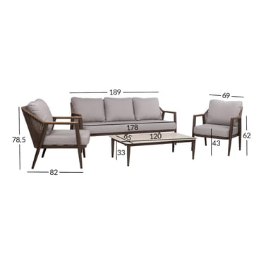 Havemøbelsæt HOME4YOU Delia bord, sofa og 2 stole - Beige - Havemøbler - Balkon - Balkonmøbler - Altansæt