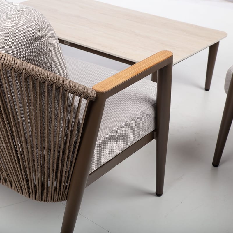 Havemøbelsæt HOME4YOU Delia bord, sofa og 2 stole - Beige - Havemøbler - Balkon - Balkonmøbler - Altansæt