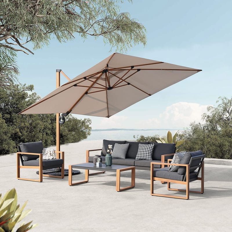 Havemøbelsæt HOME4YOU Duisburg bord, sofa og 2 lænestole - Grå - Havemøbler - Balkon - Balkonmøbler - Altansæt