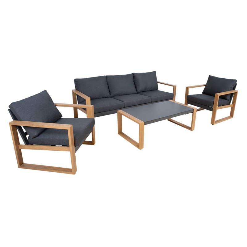 Havemøbelsæt HOME4YOU Duisburg bord, sofa og 2 lænestole - Grå - Havemøbler - Balkon - Balkonmøbler - Altansæt