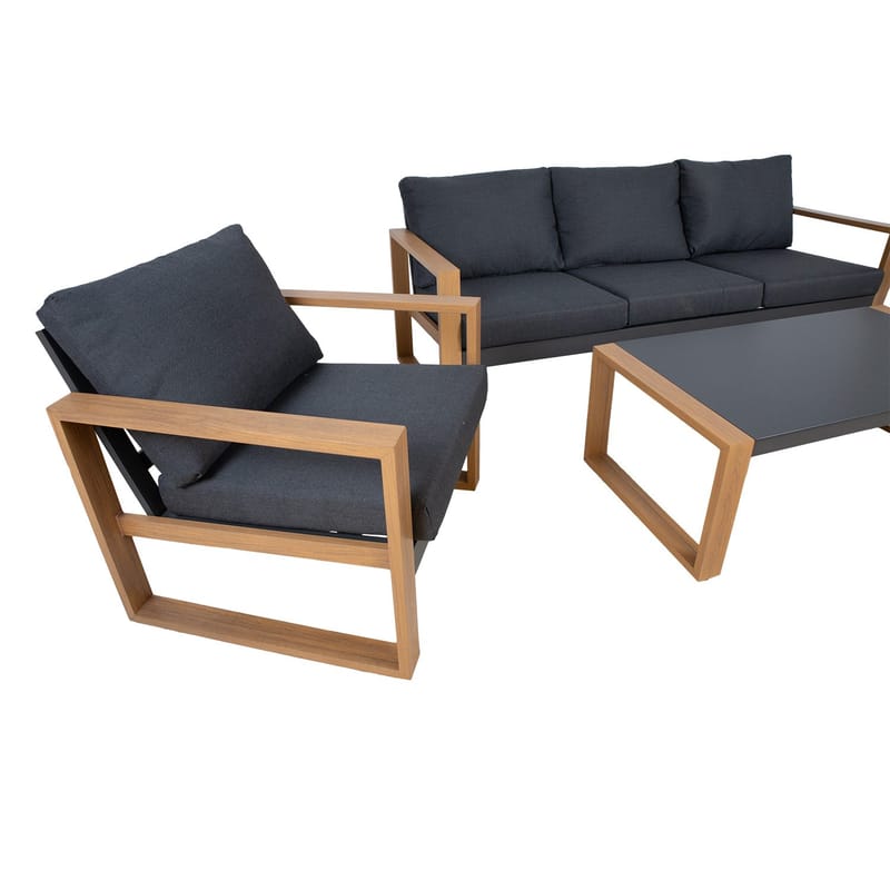 Havemøbelsæt HOME4YOU Duisburg bord, sofa og 2 lænestole - Grå - Havemøbler - Balkon - Balkonmøbler - Altansæt