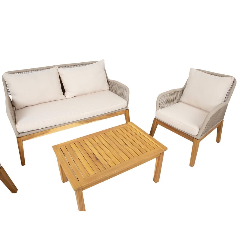 Havemøbelsæt HOME4YOU Florida bord, sofa og 2 lænestole Beige - Beige - Havemøbler - Balkon - Balkonmøbler - Altansæt