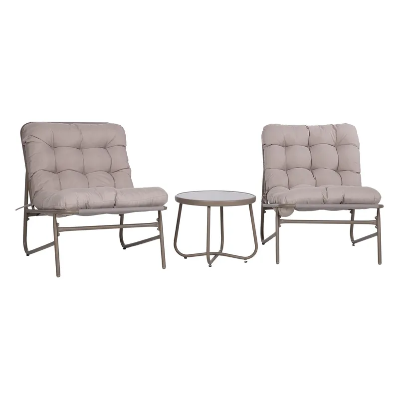 Havemøbelsæt HOME4YOU Jive bord og 2 stole, taupe - Taupe - Havemøbler - Balkon - Balkonmøbler - Altansæt