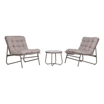 Havemøbelsæt HOME4YOU Jive bord og 2 stole, taupe - Taupe - Havemøbler - Balkon - Balkonmøbler - Altansæt