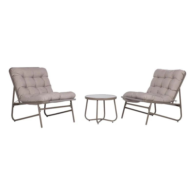 Havemøbelsæt HOME4YOU Jive bord og 2 stole, taupe, Taupe