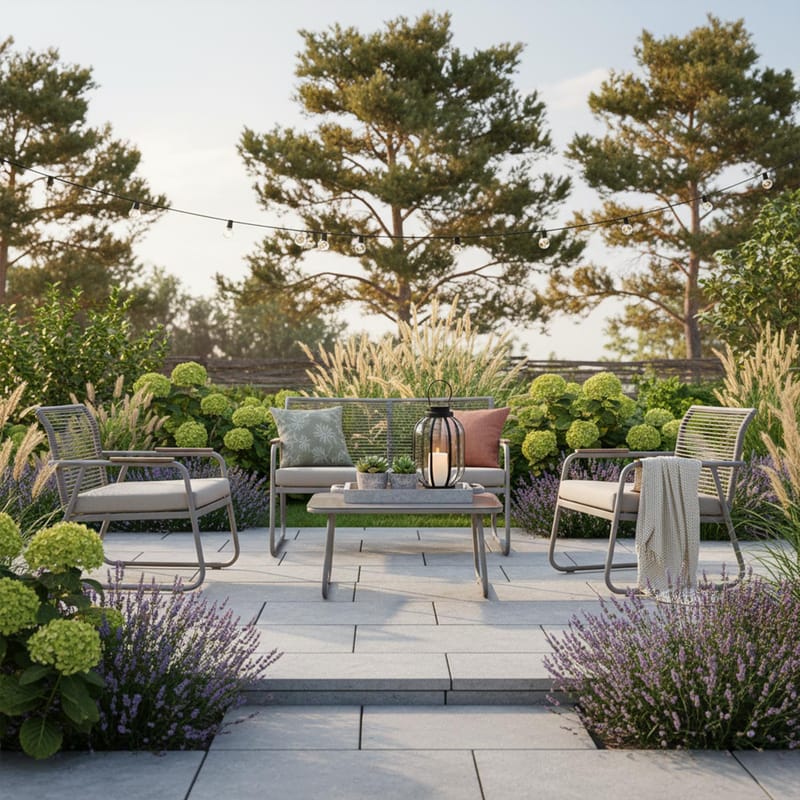 Havemøbelsæt HOME4YOU Macos bord, sofa og 2 stole Beige - Beige - Havemøbler - Balkon - Balkonmøbler - Altansæt