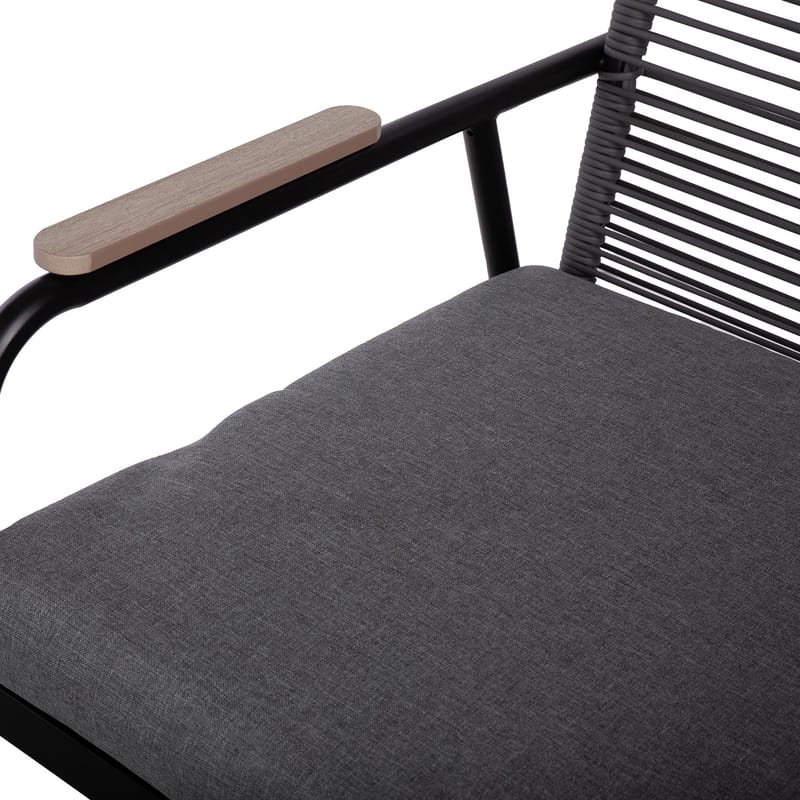 Havemøbelsæt HOME4YOU Macos bord, sofa og 2 stole Grå/sort - Grå/sort - Havemøbler - Balkon - Balkonmøbler - Altansæt