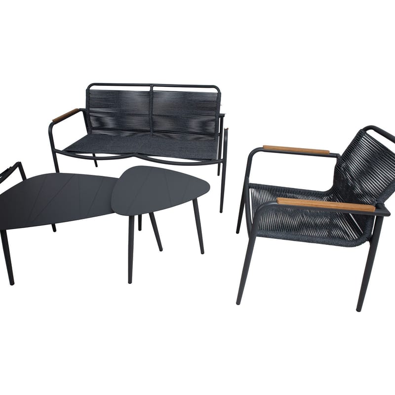 Havemøbelsæt HOME4YOU Nebo 2 borde, bænk og 2 stole - Grå - Havemøbler - Balkon - Balkonmøbler - Altansæt