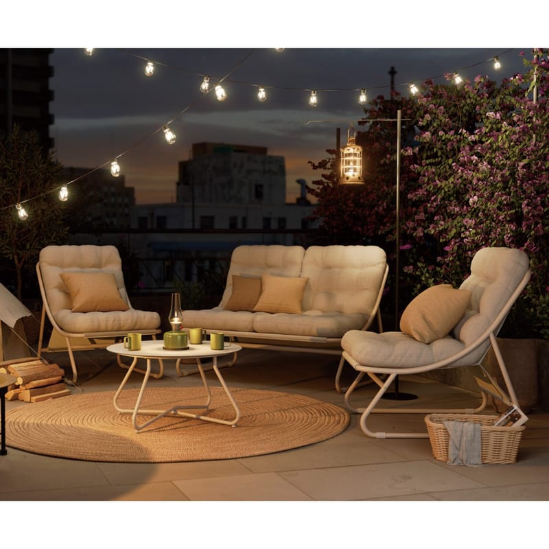 Havemøbelsæt HOME4YOU Samba bord, sofa og 2 stole lysegrå - lysegrå - Havemøbler - Balkon - Balkonmøbler - Altansæt