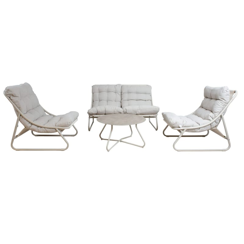 Havemøbelsæt HOME4YOU Samba bord, sofa og 2 stole lysegrå - lysegrå - Havemøbler - Balkon - Balkonmøbler - Altansæt