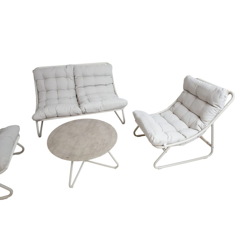 Havemøbelsæt HOME4YOU Samba bord, sofa og 2 stole lysegrå - lysegrå - Havemøbler - Balkon - Balkonmøbler - Altansæt