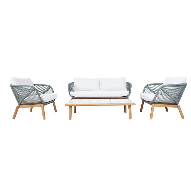 Havemøbelsæt HOME4YOU Tuxedo bord, sofa og 2 stole - Grøn - Havemøbler - Balkon - Balkonmøbler - Altansæt