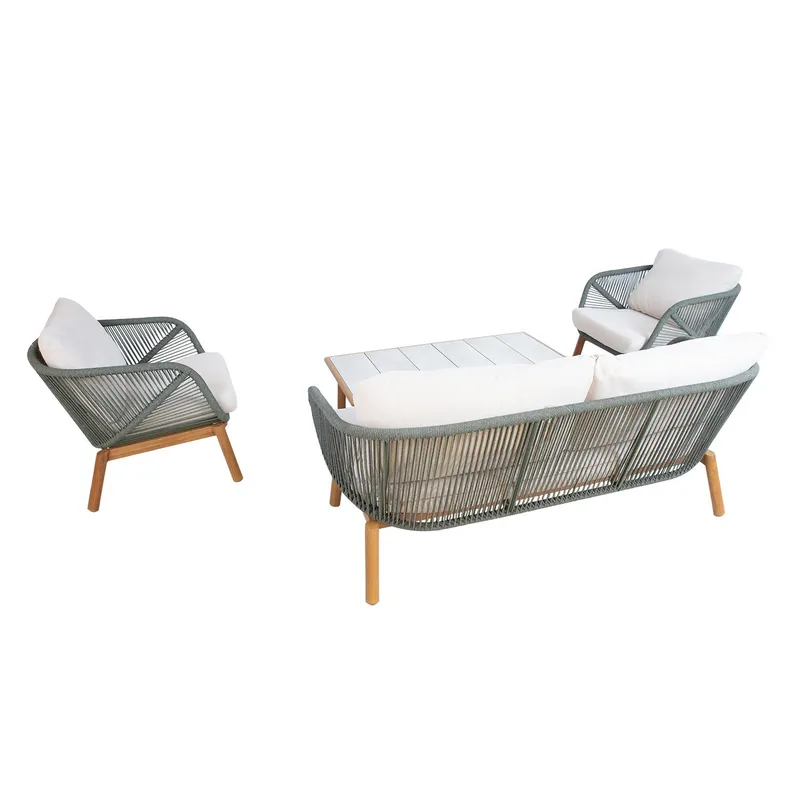 Havemøbelsæt HOME4YOU Tuxedo bord, sofa og 2 stole - Grøn - Havemøbler - Balkon - Balkonmøbler - Altansæt