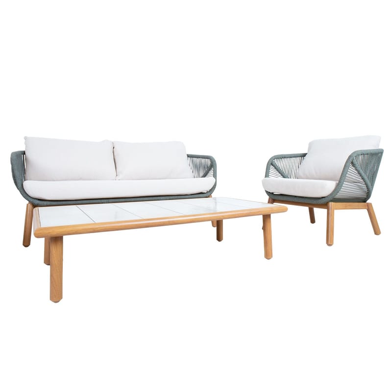 Havemøbelsæt HOME4YOU Tuxedo bord, sofa og 2 stole - Grøn - Havemøbler - Balkon - Balkonmøbler - Altansæt