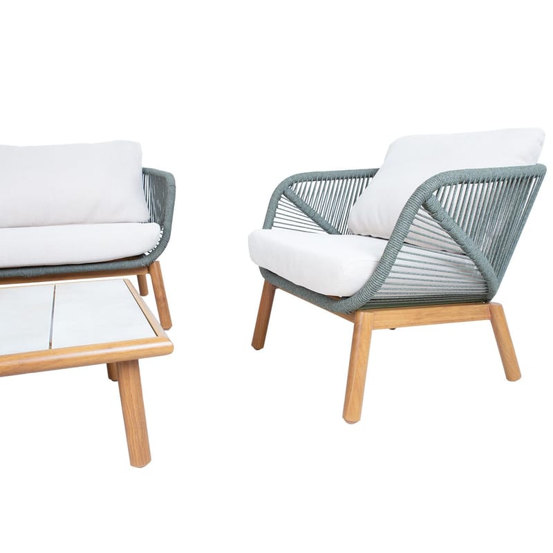 Havemøbelsæt HOME4YOU Tuxedo bord, sofa og 2 stole - Grøn - Havemøbler - Balkon - Balkonmøbler - Altansæt