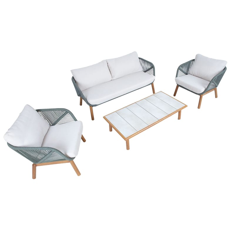 Havemøbelsæt HOME4YOU Tuxedo bord, sofa og 2 stole - Grøn - Havemøbler - Balkon - Balkonmøbler - Altansæt