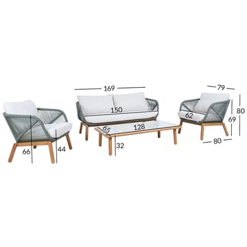 Havemøbelsæt HOME4YOU Tuxedo bord, sofa og 2 stole - Grøn - Havemøbler - Balkon - Balkonmøbler - Altansæt