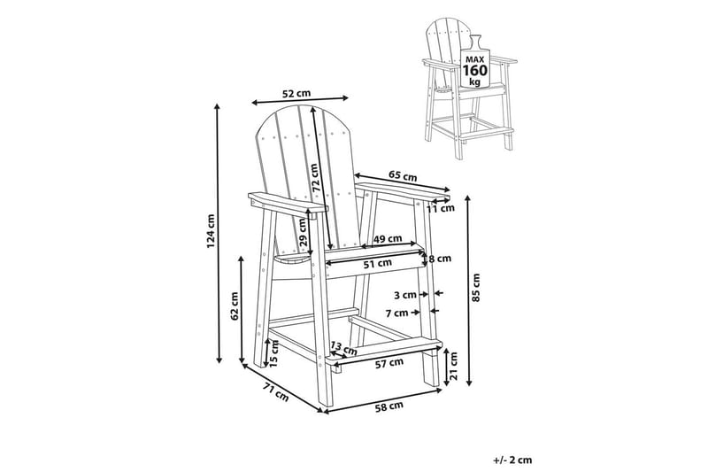 Havestol Adirondack - Grå, 58x71x124 cm - Havemøbler - Balkon - Balkonmøbler - Altanstole
