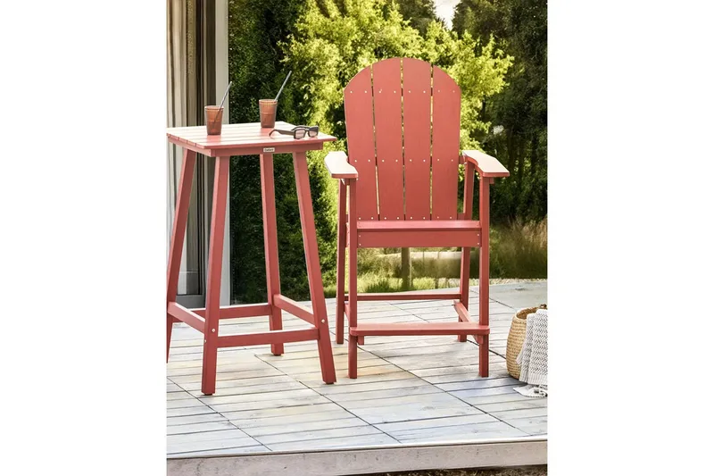 Havestol Adirondack - Rød, 58x71x124 cm - Havemøbler - Balkon - Balkonmøbler - Altanstole