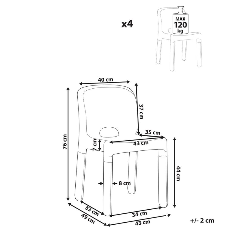 Havestol Betim 4-pak - Sort - Havemøbler - Balkon - Balkonmøbler - Altanstole