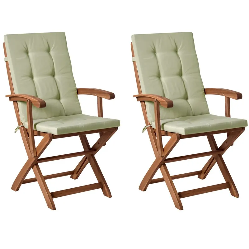 Havestol Maui Premium 2-pak - Lyst træ, grøn - Havemøbler - Balkon - Balkonmøbler - Altanstole