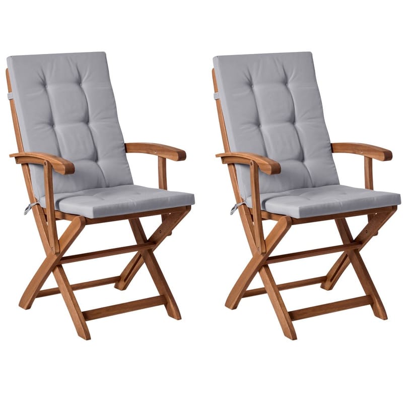 Havestol Maui Premium 2-pak - Lyst træ, lysgrå - Havemøbler - Balkon - Balkonmøbler - Altanstole