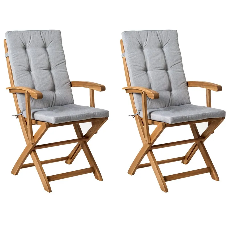 Havestol Maui Premium 2-pak - Lyst træ, grå - Havemøbler - Balkon - Balkonmøbler - Altanstole